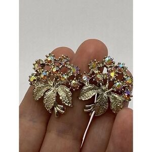 Coro Screw Backs Earrings Vintage Crystals Pink AB